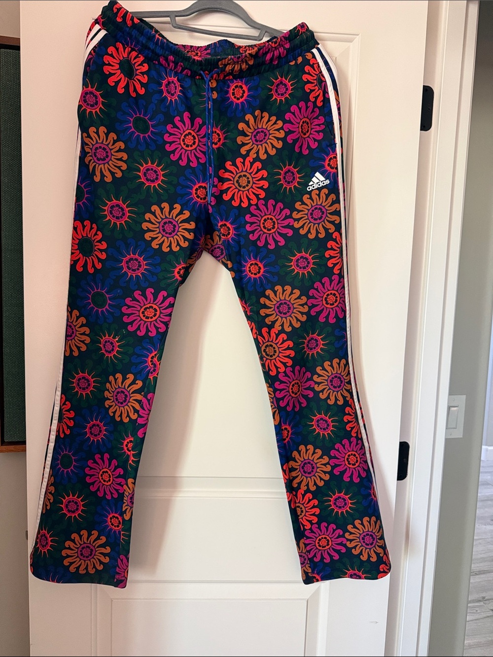 adidas Women's Multicolor Floral Track Pants in Blue, Pink & Orange